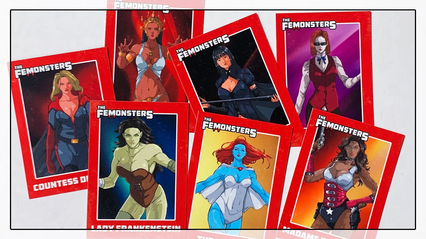RISE OF THE FEMONSTERS Trading Cards Series 1 featuring Countess Dracula, Lady Frankenstein, Madame Beastress and more