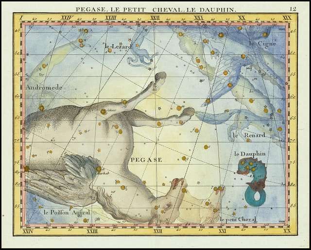 The constellation Pegasus and surrounding by John Flamsteed in 1776
