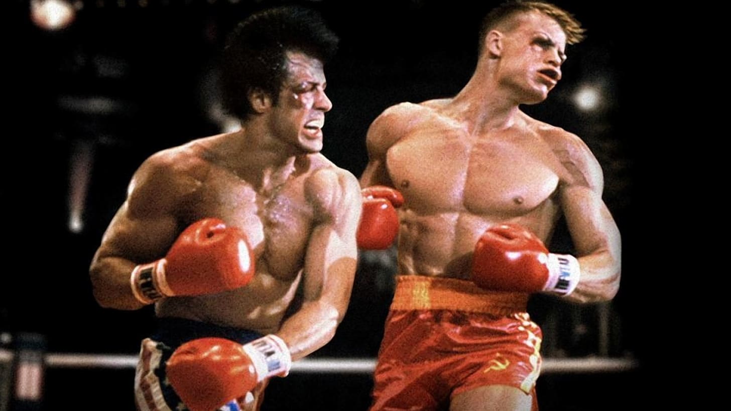 Rocky Balboa punches Drago