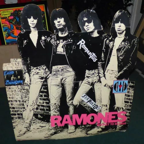 RAMONES ROCKET TO RUSSIA 1977 VINTAGE ORIGINAL RECORD STORE STANDEE PUNK ROCK - Picture 1 of 6