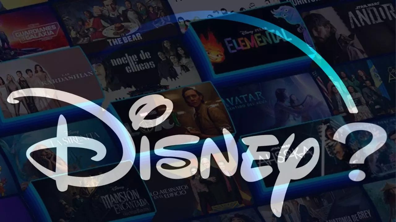 Logo do Disney+ com uma interrogação no lugar do mais com uma pancada de thumbnail por trás