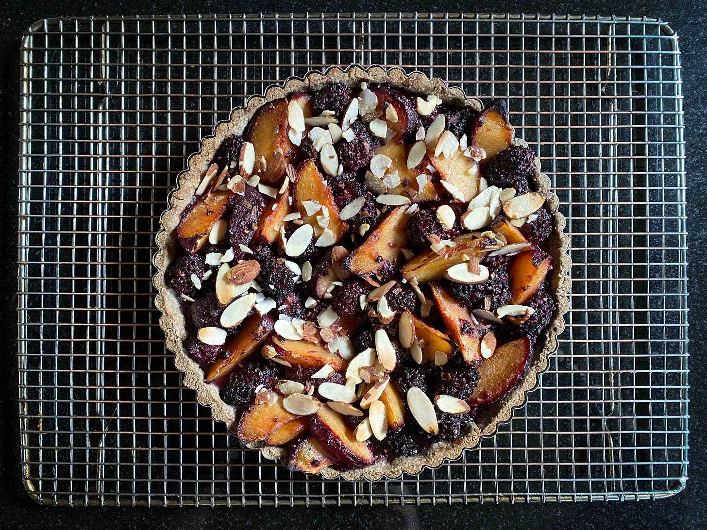 Plum and Blackberry Buckwheat Tart