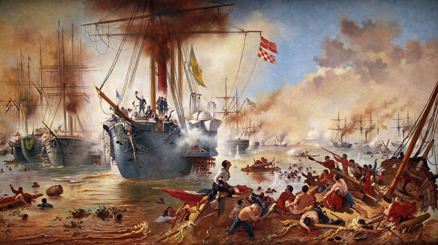 Batalha do Riachuelo, depicting the Battle of Riachuelo during the Paraguayan War (copy by Oscar Pereira da Silva)