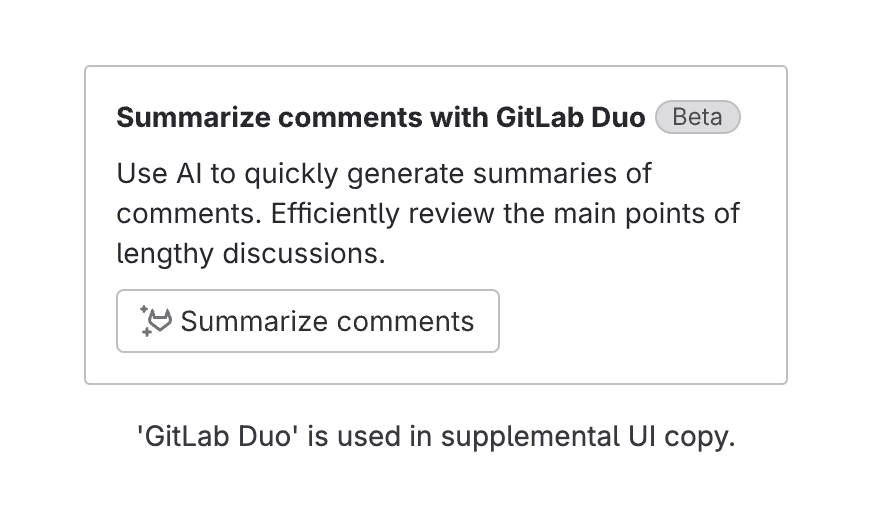 The GitLab Duo being used in an example to show where the user can interact with AI