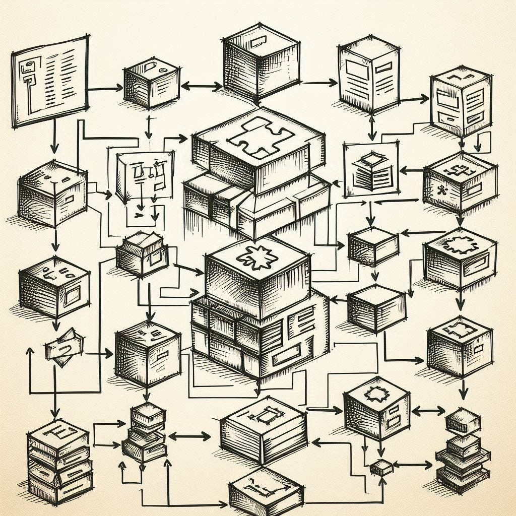 A sketch of software architecture extensibility with no text