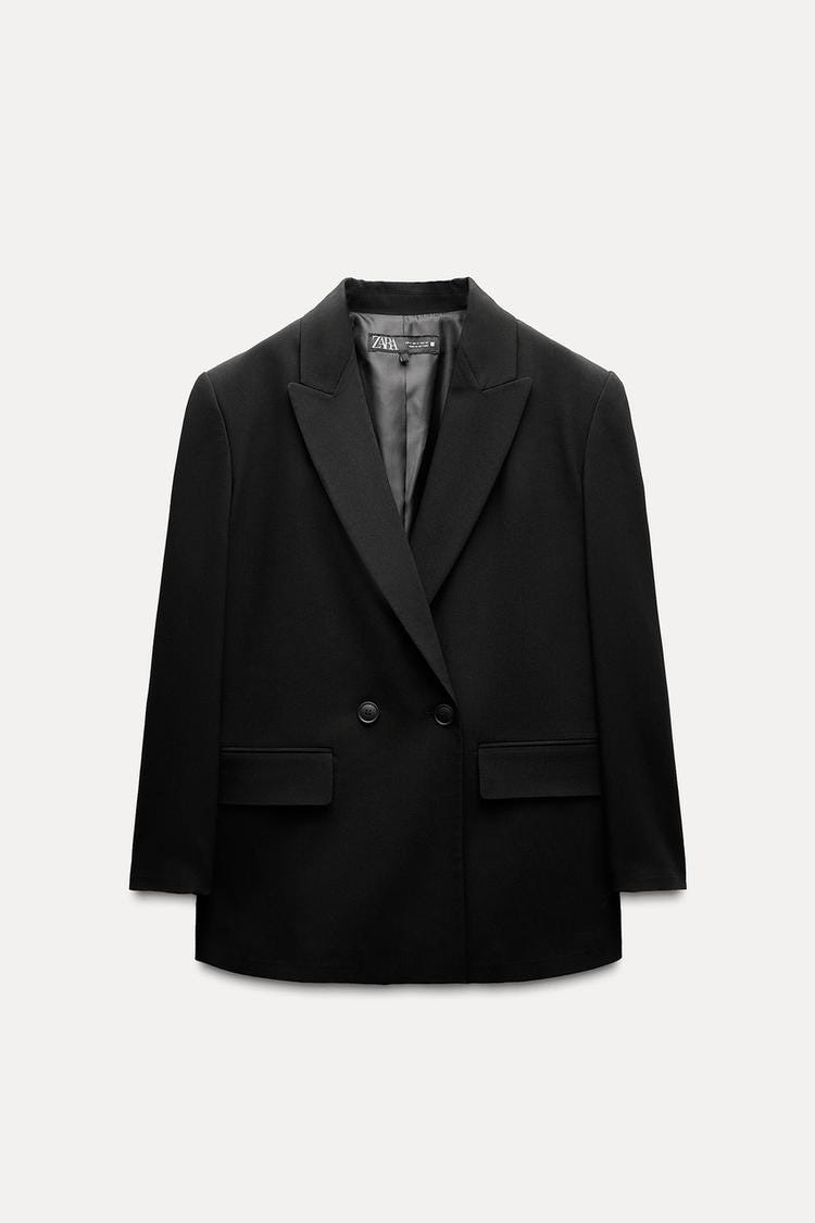 Zara OVERSIZED DOUBLE BREASTED BLAZER - Black - Image 2