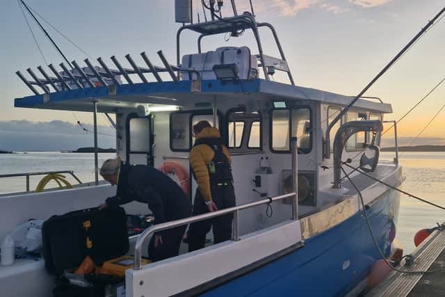 Angus Campbell's boat, Harmony, which is based out of Leverburgh 
