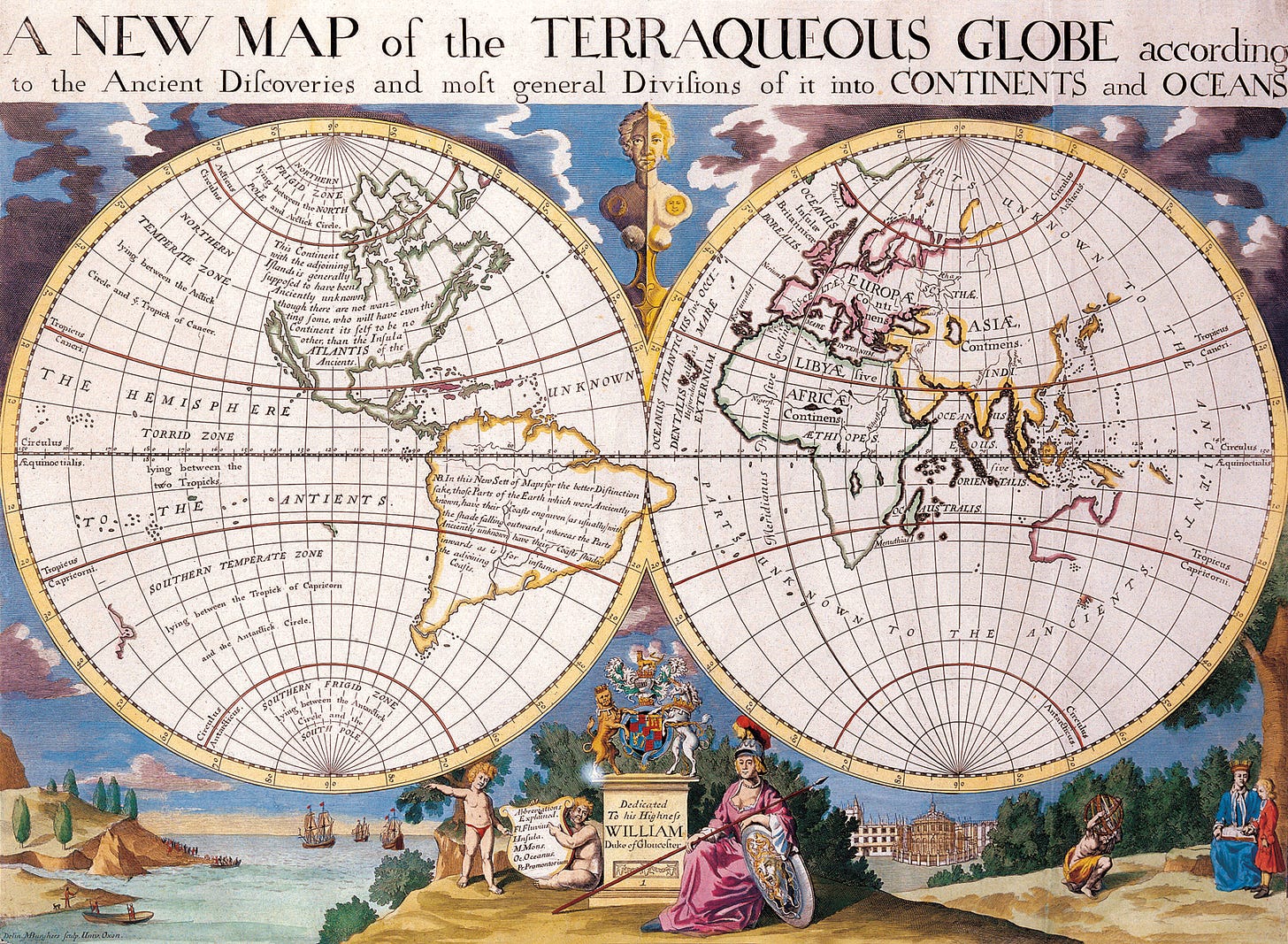 File:Antique World Map of Continents and Oceans 1700.png - Wikimedia Commons