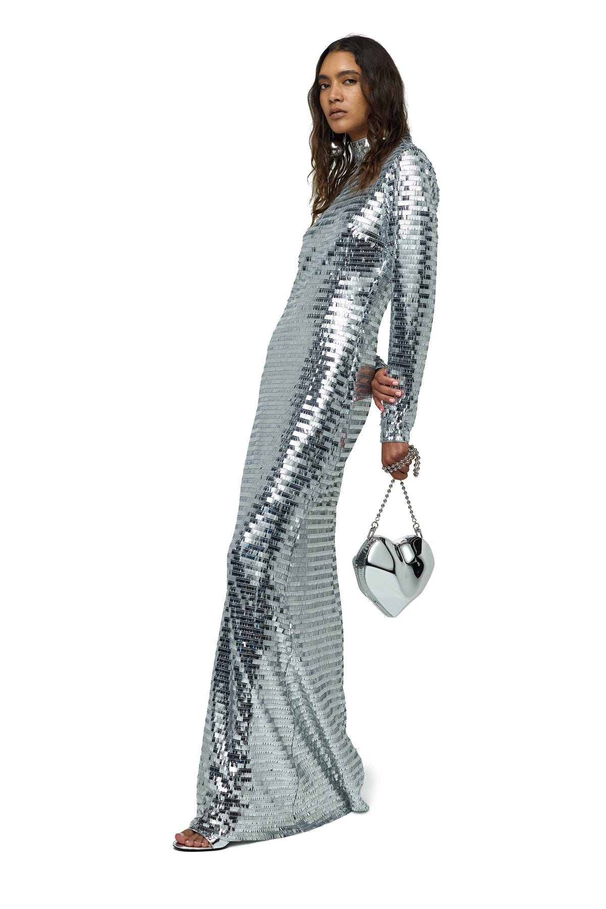 Sequin Sculpty Dress in Satellite Silver