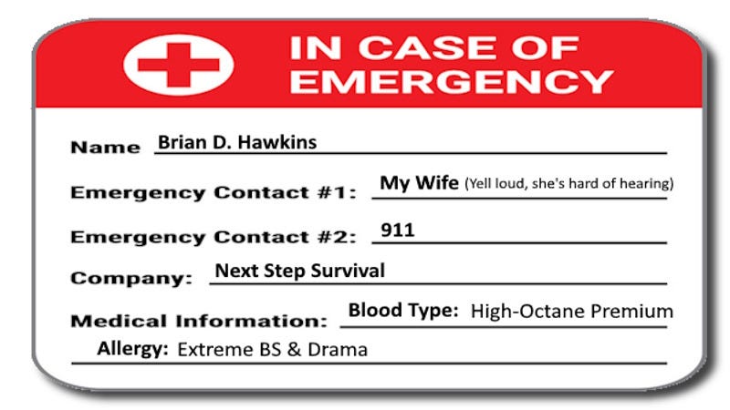 In Case Of Emergency Card