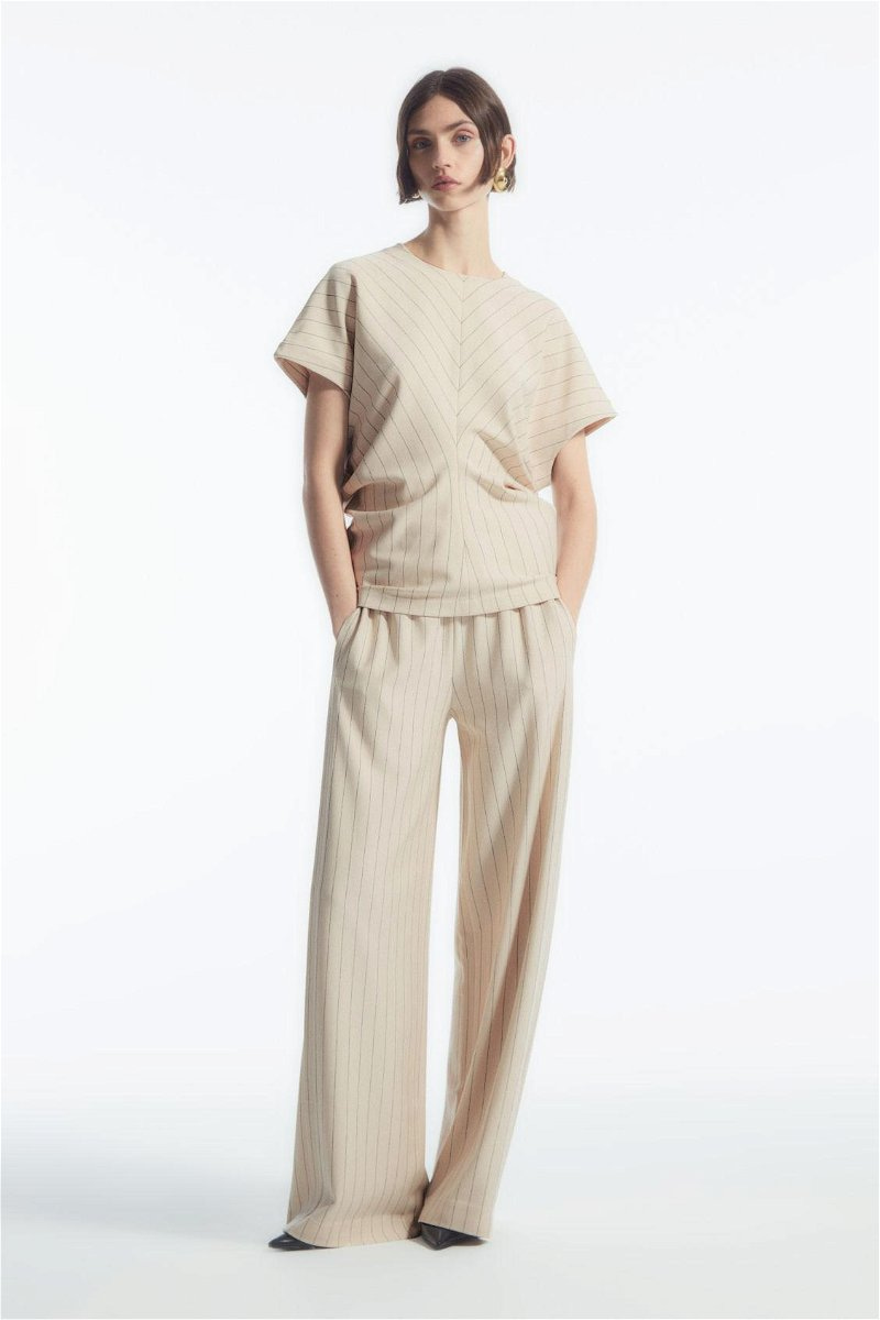 COS Pinstriped Straight-Leg Trousers in CREAM / PINSTRIPED | Endource