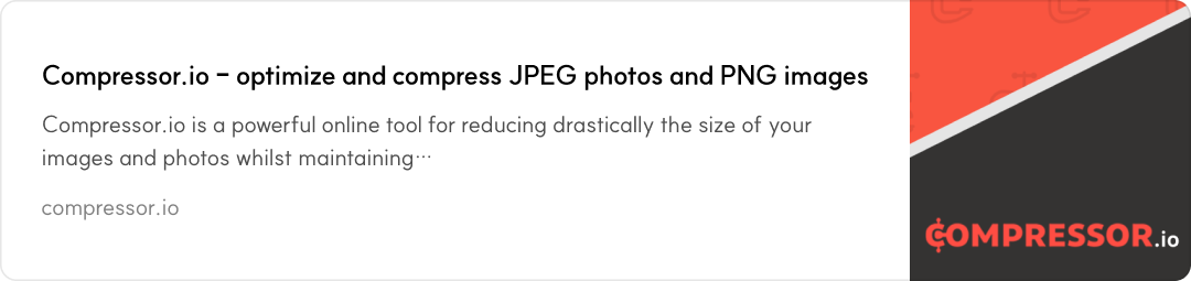 Compressor.io - optimize and compress JPEG photos and PNG images