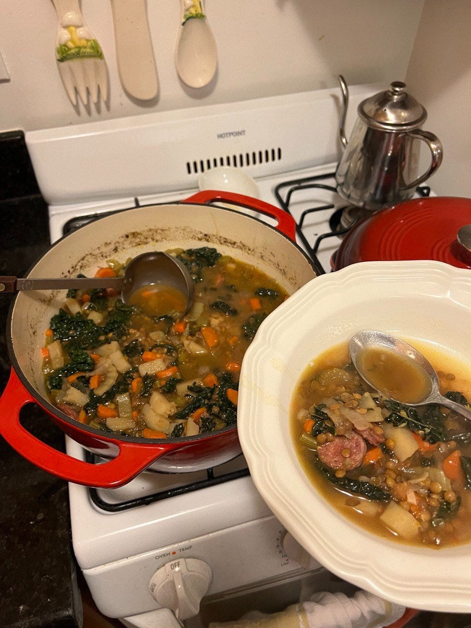 Vegetable and sausage stew for Professional Dominatrix Goddess Ashley