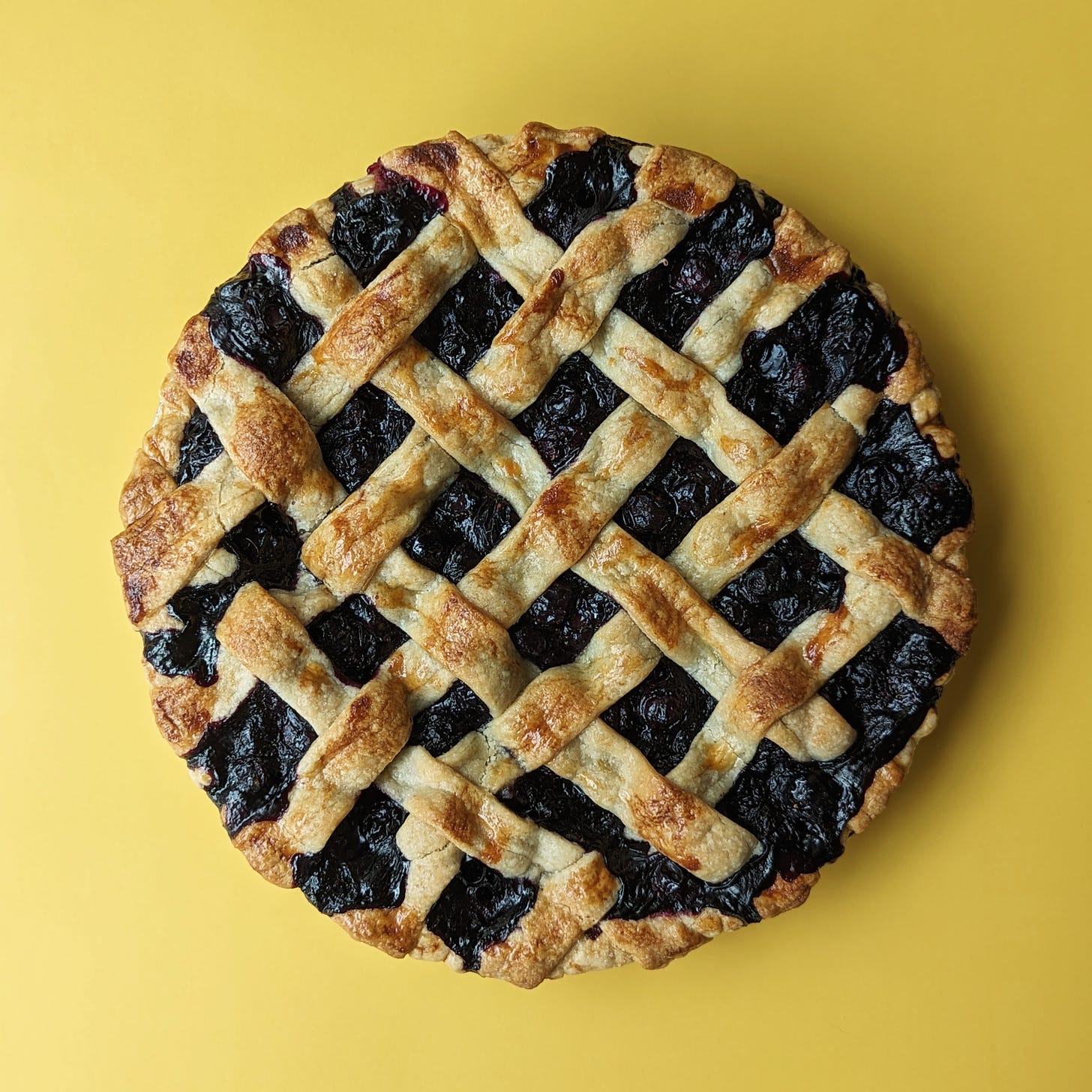 blueberry pie with a lattice crust