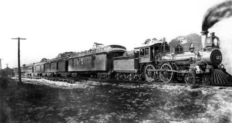 Type of passenger train that traveled to Miami on April 22, 1896. Courtesy of Florida State Archives. Type of passenger train that traveled to Miami on April 22, 1896. Courtesy of Florida State Archives.