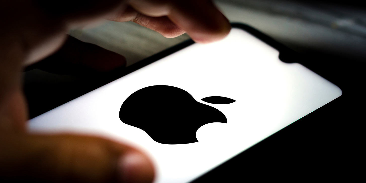 In this photo illustration the Apple logo seen displayed on a smartphone. (Photo by Rafael Henrique / SOPA Images/Sipa USA)(Sipa via AP Images)