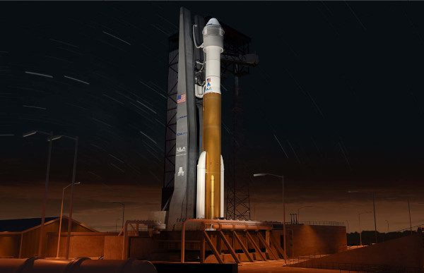 ULA Atlas V rocket preparing for first crewed Starliner flight in April 2023.