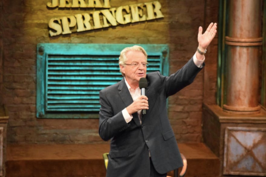  Jerry Springer on the set of his TV show before ceasing production in 2018.