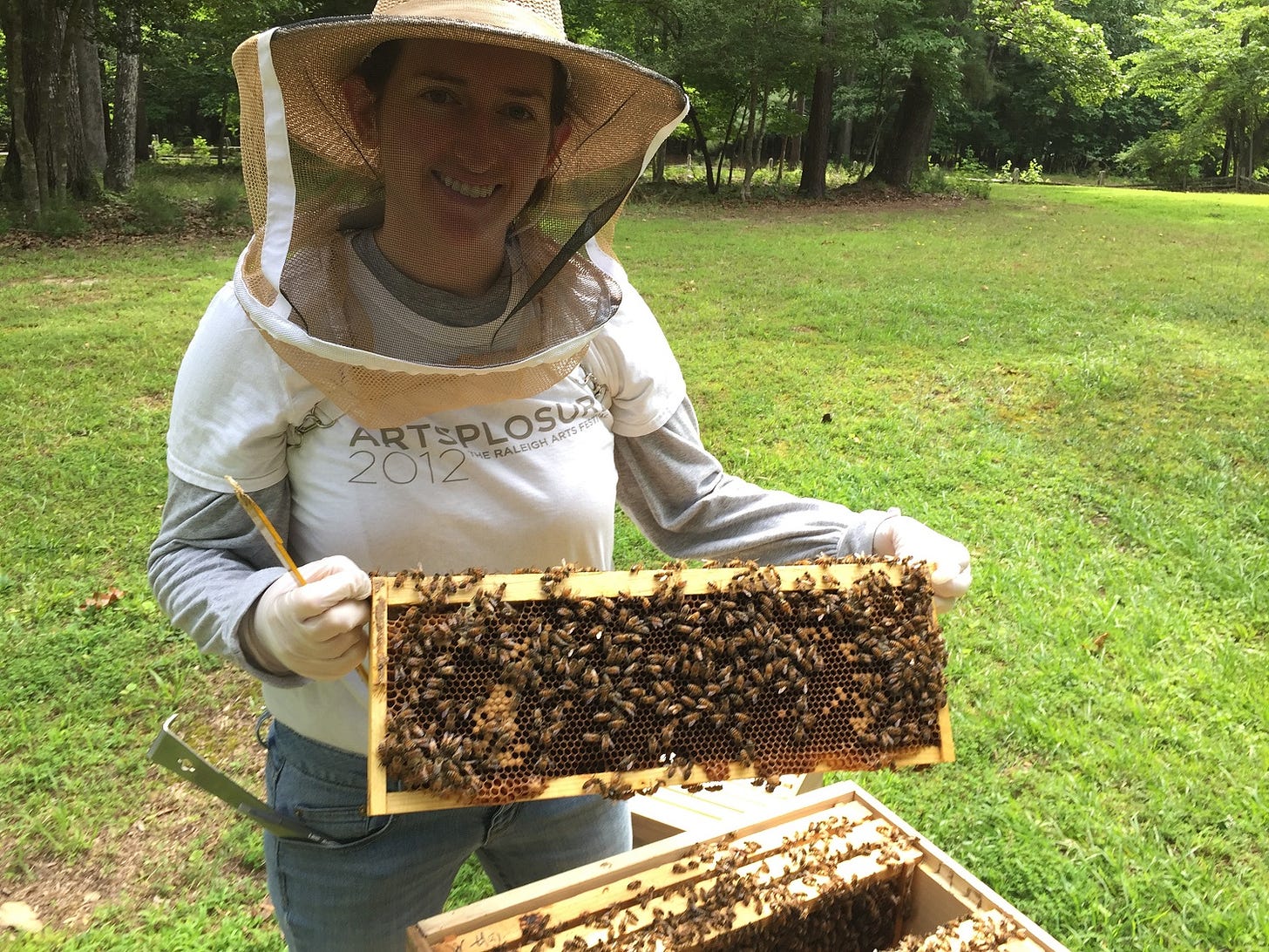 beekeeper holding a frame of honey bees