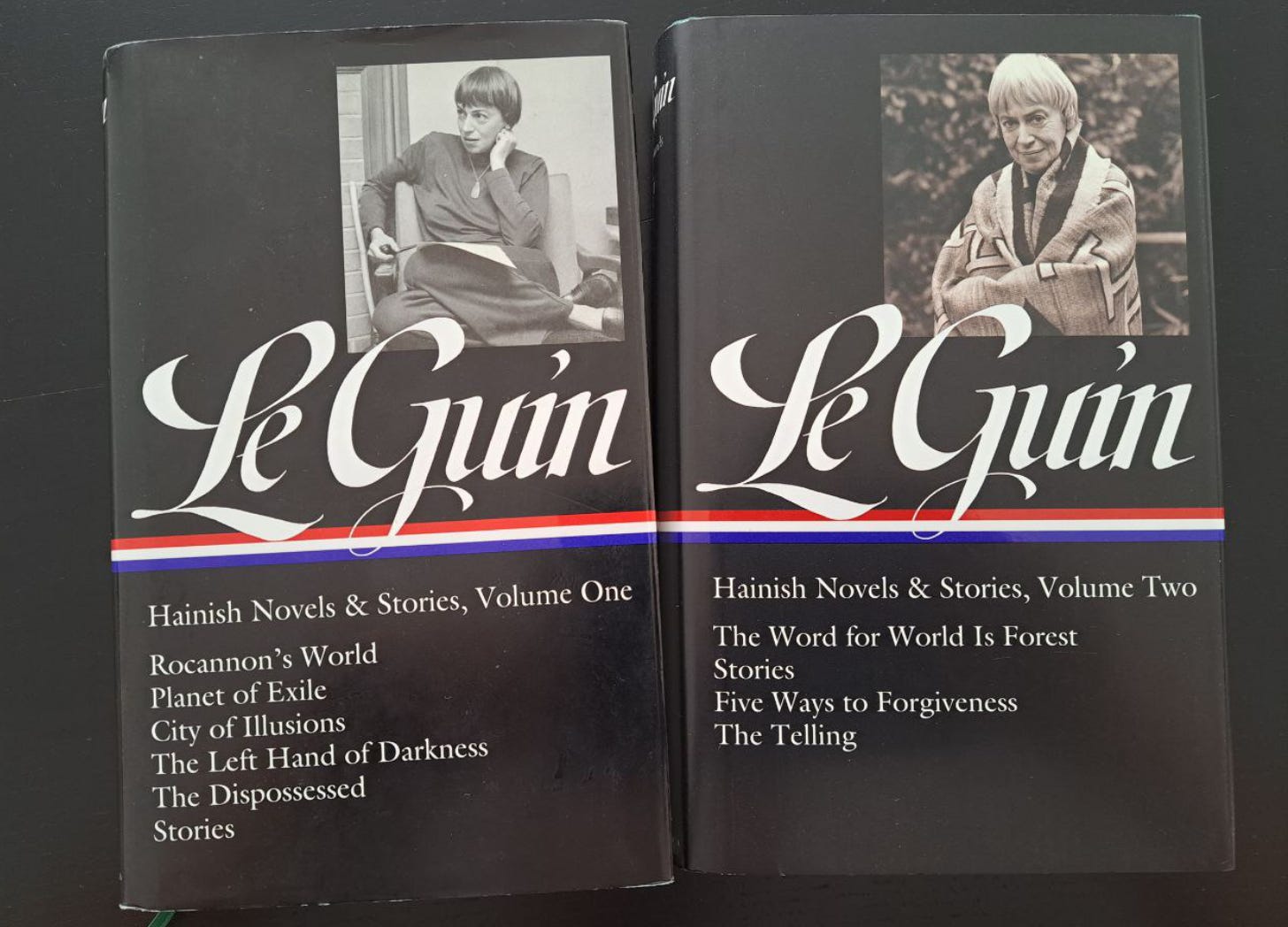The two volume hardbacks collecting Le Guin’s Hainish Novels & Stories