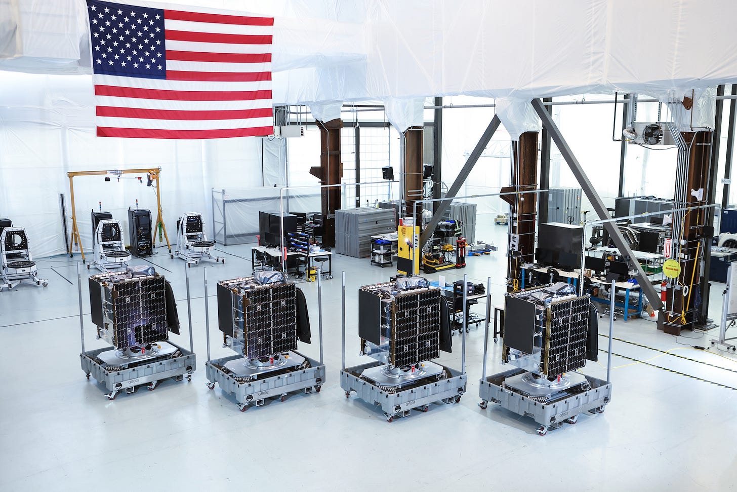 Astranis ships four MicroGEO satellites to Cape Canaveral for a dedicated Falcon 9 launch. Photo: Astranis Astranis ships four MicroGEO satellites to Cape Canaveral for a dedicated Falcon 9 launch. Photo: Astranis