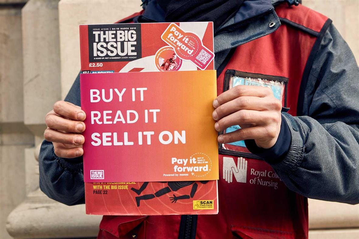 Big Issue tests technology to make each magazine resellable | Third Sector