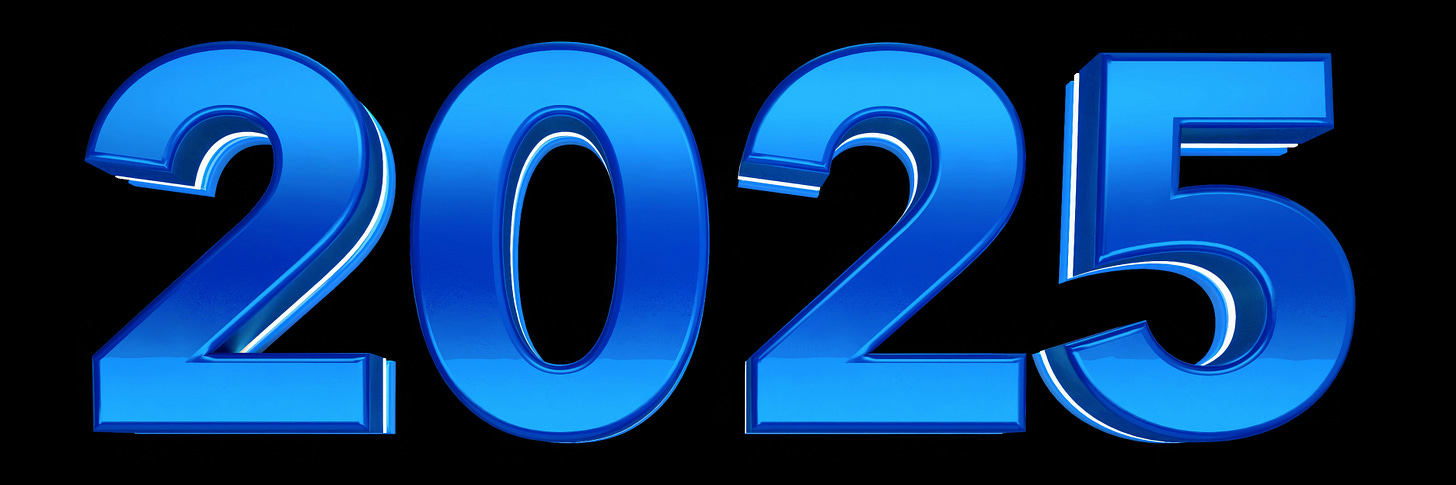 The number 2025 in bold blue.