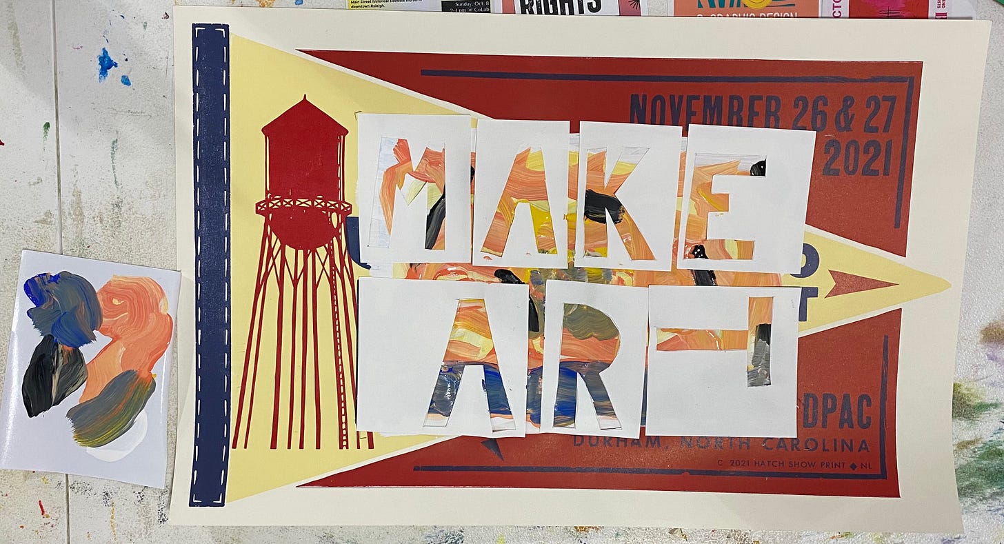 Poster that says "make art"