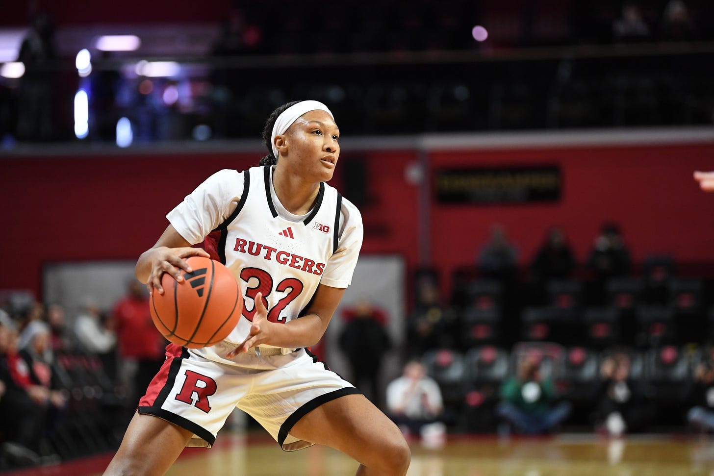 Kiyomi McMiller handles the ball during Rutgers’ game against FDU on Dec. 11, 2024. (Photo courtesy of Rutgers Athletics)