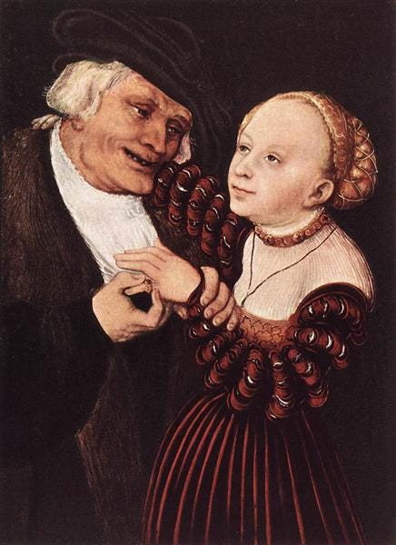 Old Man and Young Woman, c.1530 - c.1540 - Lucas Cranach the Elder -  WikiArt.org