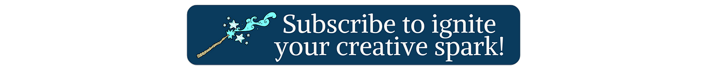 image of a magical wand. Text reads "Subscribe to ignite your creative spark!"