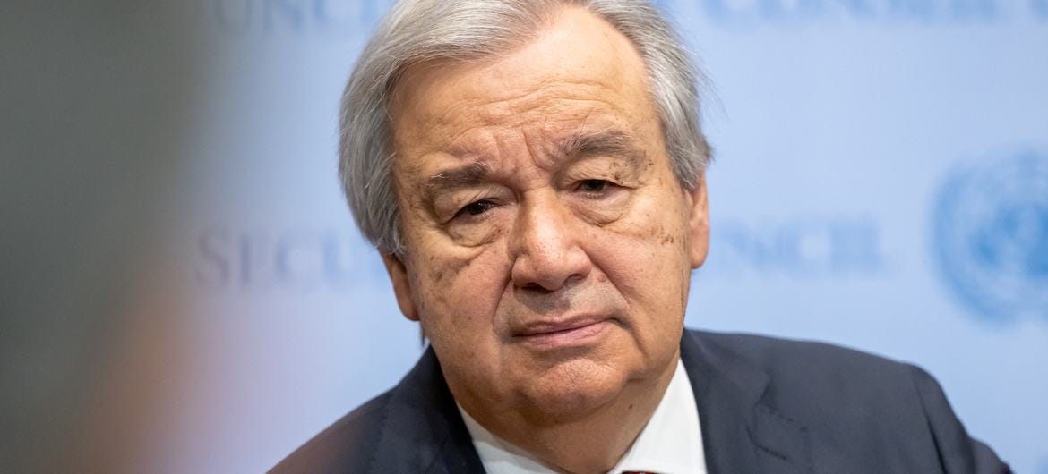 UN Photo/Mark Garten Secretary-General briefs press at UN Headquarters. (file)