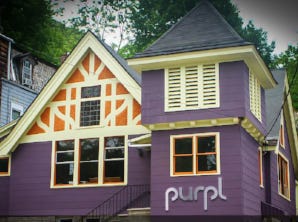 A large purple building