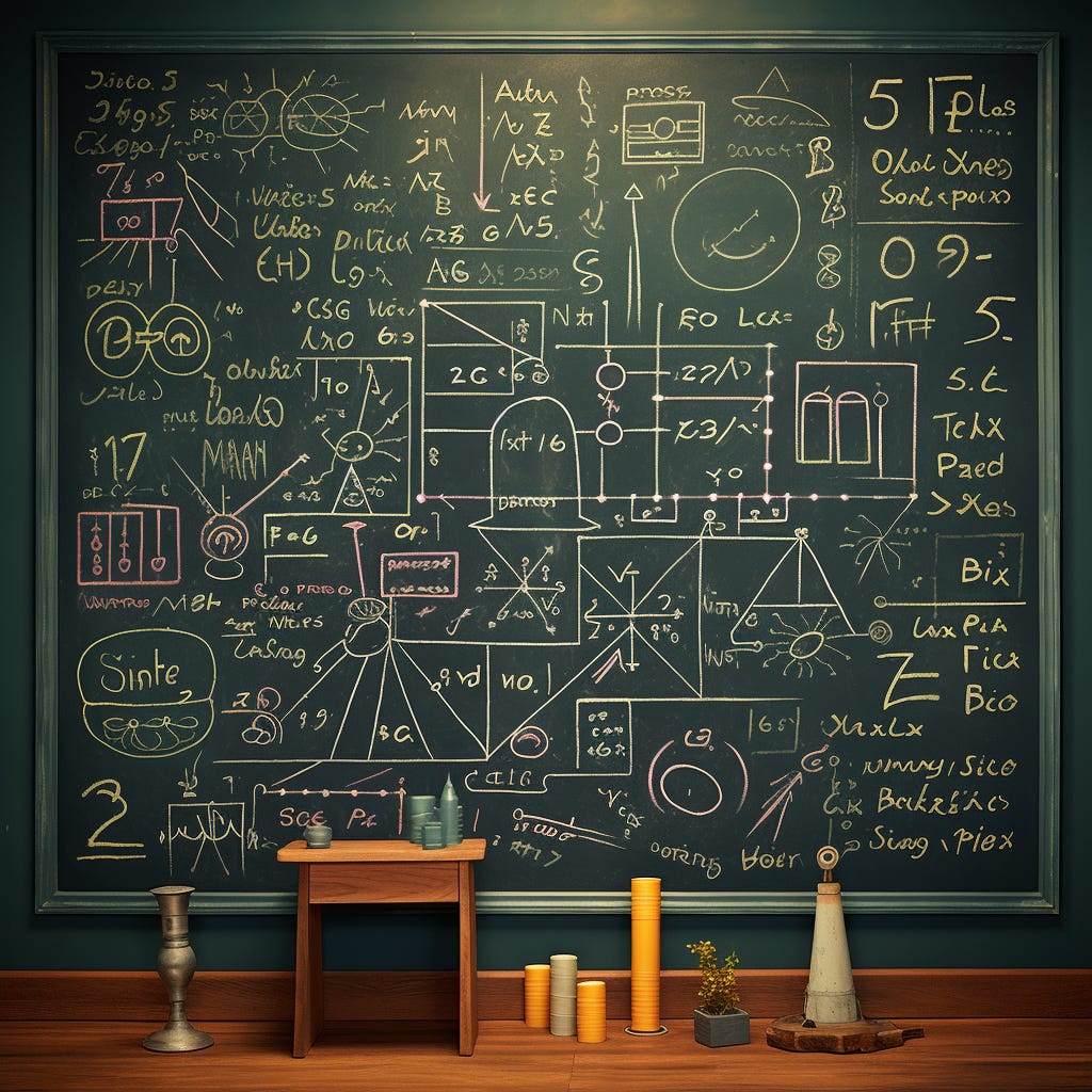Chalkboard with complex equations