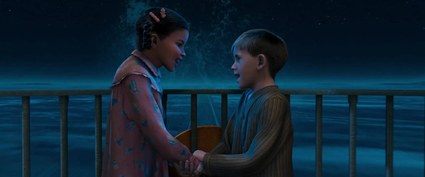 Hero Girl and Billy singing When Christmas Comes To Town in The Polar Express.