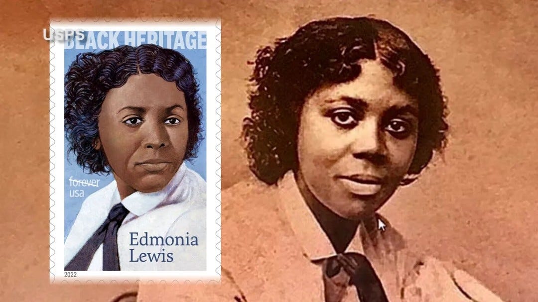 Photo by Collide Press on March 06, 2024. May be an image of 2 people and text that says 'BIE forever usa 2022 Edmonia Lewis'.