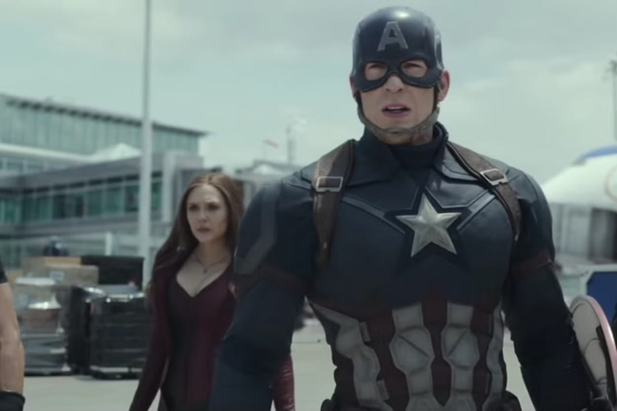 Chris Evans as Captain America in a Marvel film