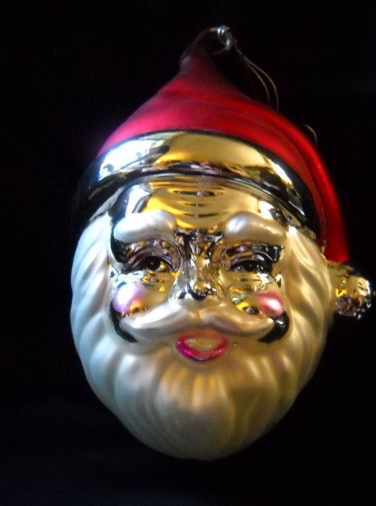 Dept 56 Large Mercury Glass Santa Head Ornament in Original Box | Mercury  glass, Santa head, Glass