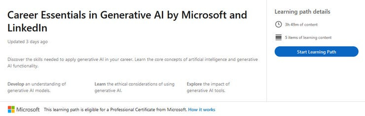 Microsoft's Career Essentials in Generative AI course