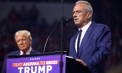 Robert F Kennedy Jr and Donald Trump at a podium