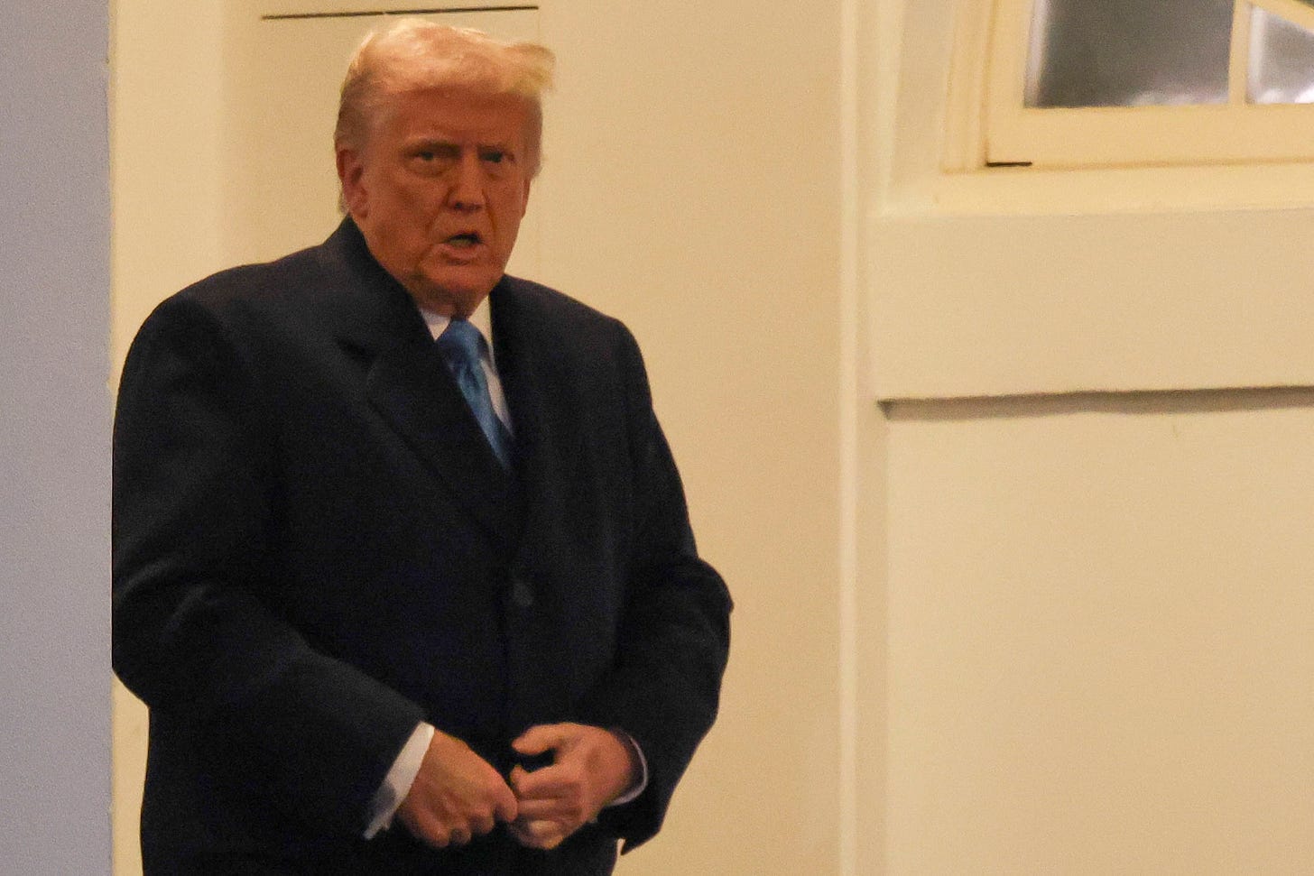 U.S. President Donald Trump departs the White House Washington