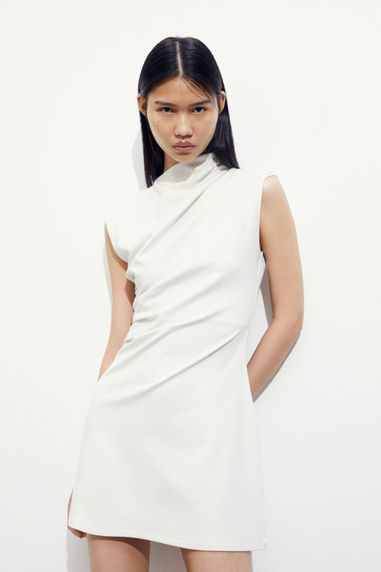 Draped Dress - White - Ladies | H&M AU