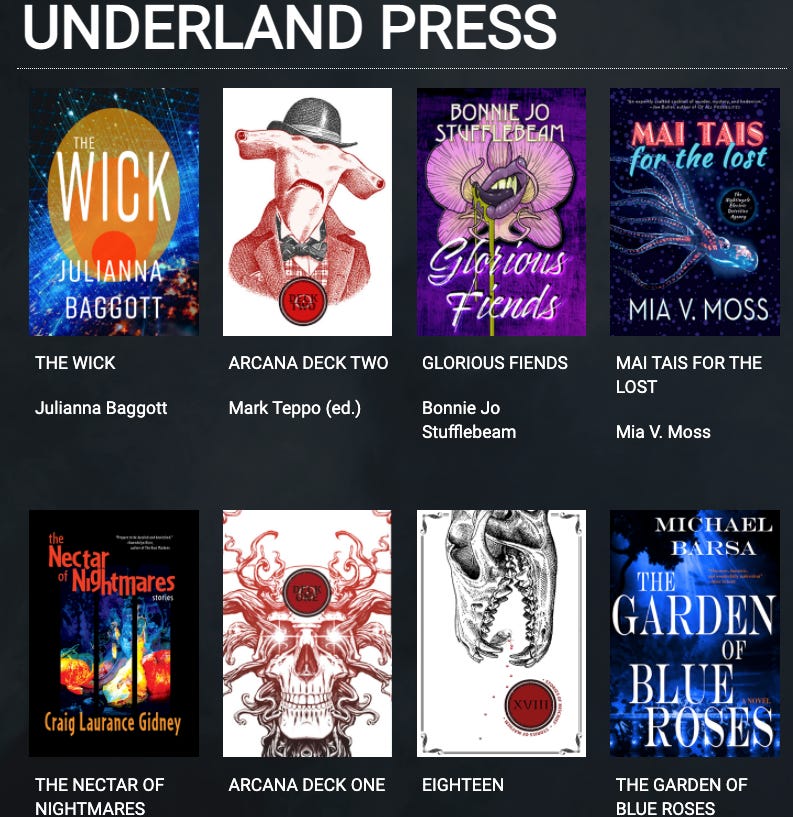 Image of covers of books published by Underland