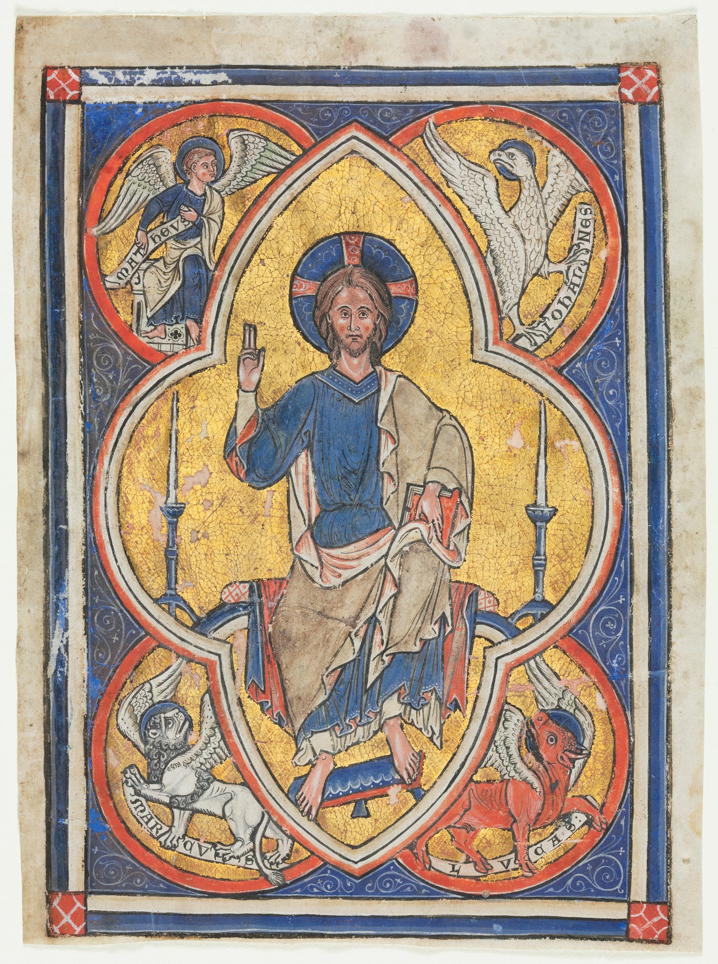 Miniature Excised from a Psalter: Christ in Majesty with Symbols of the  Four Evangelists | Cleveland Museum of Art