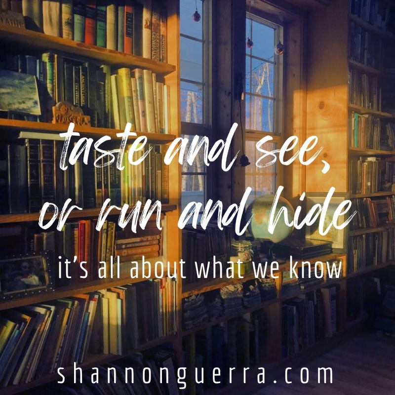 taste and see, or run and hide: it's all about what we know | Shannon Guerra