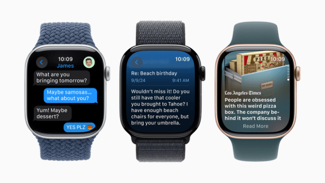 Apple Watch Series 10 features the biggest and most advanced display of any Apple Watch, improving readability and usability in apps like Messages, Mail, or News.