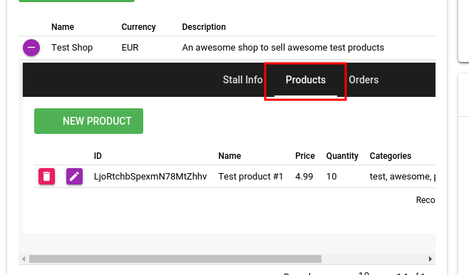products tab