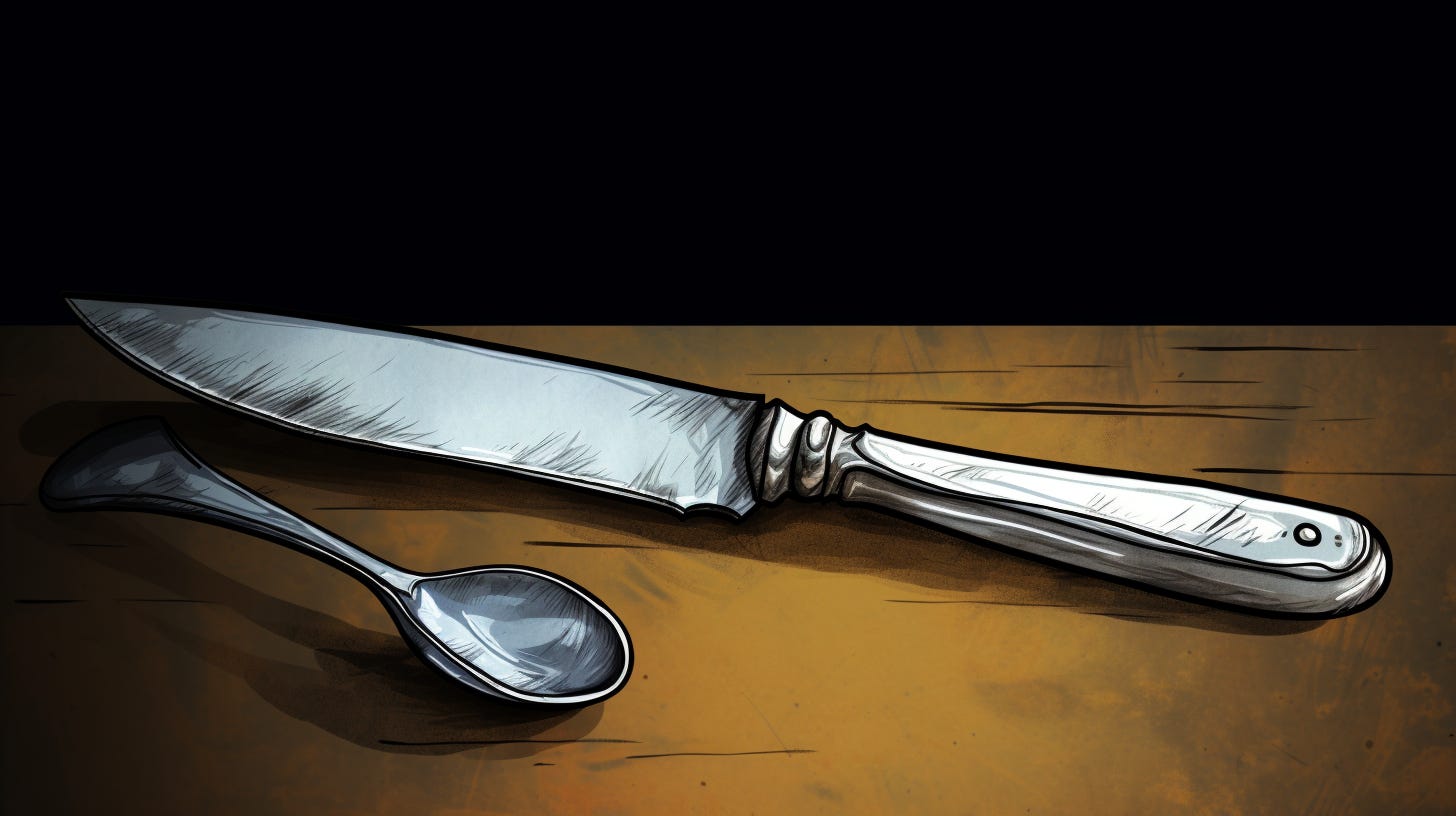 A knife and a spoon