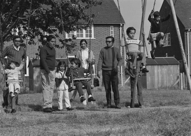 Ugandan Asian refugees, at Stradishall reception centre, near Newmarket, in Suffolk, September 1972. They are some of the 27,000 Ugandan Asians to...