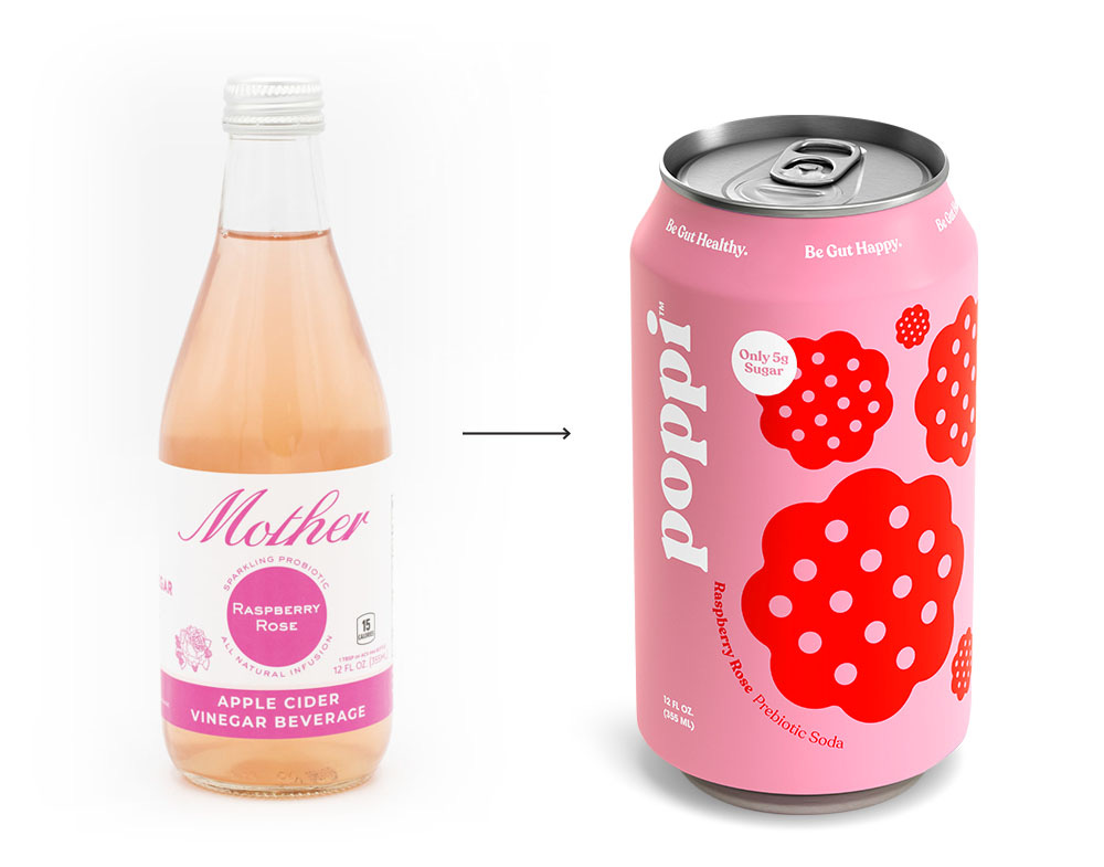 Prebiotic Soda' Mother Rebrands As Poppi, Tries To Make Drinking Apple  Cider Vinegar Cool | Dieline - Design, Branding & Packaging Inspiration